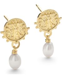 Elk & Bloom - Chunky Pearl Goddess Drop Earrings - Lyst