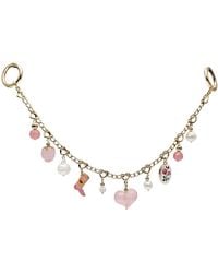 Farra - Meaningful Freshwater Pearls And Heart Rose Quartz Chain Bag Charm - Lyst