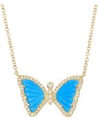 KAMARIA - Mini Butterfly Necklace With Diamonds - Lyst
