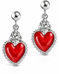 Unaloe - Earrings With Heart Pendant– Sacred Heart Style, Handmade Jewelry, Elegant Earrings For - Lyst