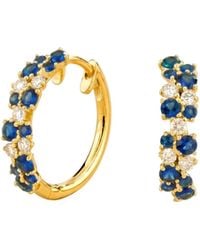 Juvetti - Starry Sapphire & Diamond Cluster Huggie Hoop Earrings - Lyst
