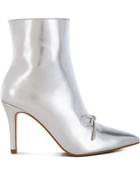 Rag & Co - Capper Bow Detail Metallic High Ankle Boots - Lyst