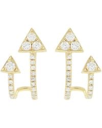 KAMARIA - Double Arrow Huggie Earrings With Diamonds - Lyst