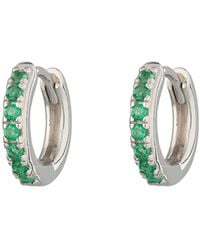 Scream Pretty - huggie Earrings With Green Stones - Lyst