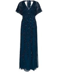 Raishma - Serenity A Flattering V Neckline, Tie Up Back, Cap Sleeve & All Over Hand Embellishments Gown - Lyst