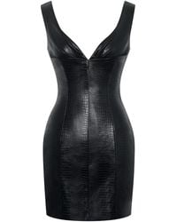 Miss Circle New York - Quilia Vegan Crocodile Leather Plunge Mini Dress - Lyst