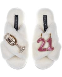 Laines London - Classic Laines Slippers With 21St Birthday & Champagne Glass Brooches - Lyst