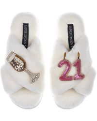 Laines London - Classic Laines Slippers With 21st Birthday & Champagne Glass Brooches - Lyst