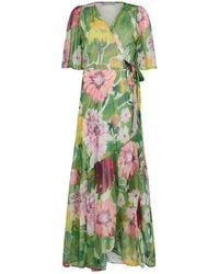 Hope & Ivy - The Amira Flutter Sleeve Maxi Wrap Dress With Tie Waist - Lyst