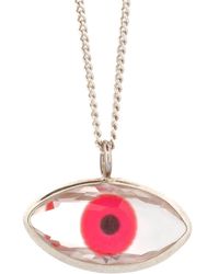 Ebru Jewelry - Red Glass Evil Eye Sterling Silver Necklace - Lyst