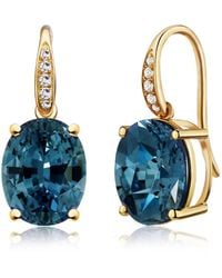 Kai Fine Jewelry - Solid Oval Natural Topaz & Diamond Drop Earrings - Lyst