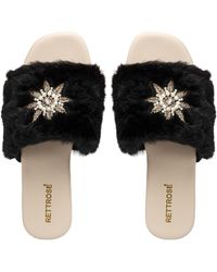 Rettrose - Taylor Luxury Plush Diamanté Embellished Handmade Sliders - Lyst