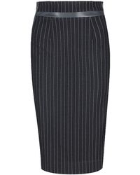 Conquista - Striped Pencil Skirt With Leather Detail - Lyst