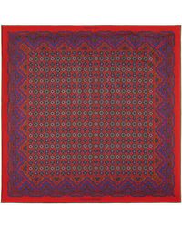 Otway & Orford - 'millefiori' Silk Pocket Square In Red, Blue, Green & Off-white. Full-size. - Lyst