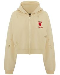 Pcfg - Neutrals Destroyed Zip Up Hoodie - Lyst