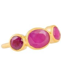 Opium Jewels - Triple Stone Ruby Ring - Lyst