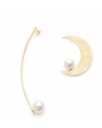 Silver Moon - Pearl Arc-Plated Sterling Earrings - Lyst