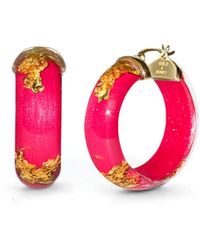Gold & Honey - 24k Gold Leaf Huggies In Pink - Lyst