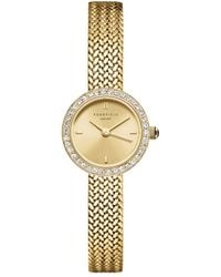 ROSEFIELD - Mini Small Edit Ladies Watch With Champagne Dial, Crystal Set Bezel & Woven Mesh Strap - Lyst