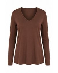 Conquista - Chocolate Long-Sleeve V-Neck Top - Lyst
