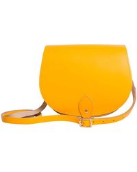 N'damus London Yellow Leather Saddle Bag With Back Pocket