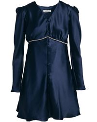 MIONÈ - Mini Silk Dress With Diamond Detail - Lyst