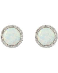 LÁTELITA London - Neutrals Large Sparkling Halo Opal Stud Earrings - Lyst