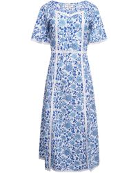 LAtelier London - Serafina Floral Cotton Midi Dress With Side Splits - Lyst