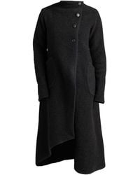 Nikka Place - Wool Asymmetrical Wrap Cardigan Coat With Buttons And Pockets - Lyst