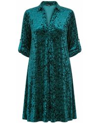 Yumi' - Velvet Tunic Dress With Three Quarter Length Sleeves - Lyst