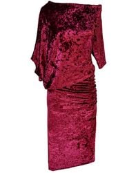 Jennafer Grace - Bordeaux Crushed Velvet Angle Dress - Lyst