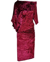 Jennafer Grace - Bordeaux Crushed Velvet Angle Dress - Lyst