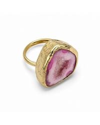 By Ozge - Druzy Plated Adjustable Ring - Lyst