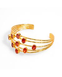 Ebru Jewelry - 24K Gold-Plated Carnelian Stone Cuff Bracelet - Lyst