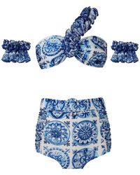 Nur Karaata - Lilou Bleu Blanc Bikini Set - Lyst