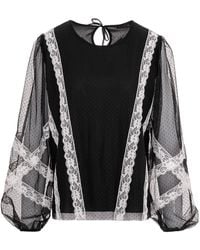 concept A trois - Tulle Blouse With Polka Dots And Lace Details - Lyst