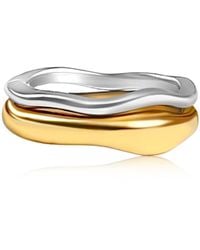 Mickey's Girl - Two Tone Double Stacked Irregular Rings - Lyst