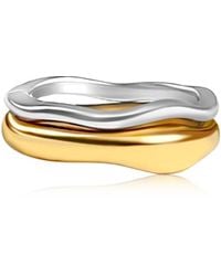 Mg Jewelry - Two Tone Double Stacked Irregular Rings - Lyst