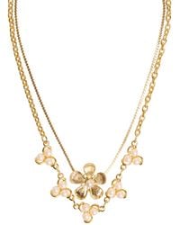 Caramel Vintage Jewellery - Floral Pearl Layered Chain Necklace - Lyst