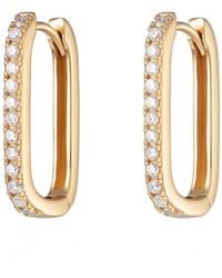 Scream Pretty - Oval Huggie Hoop Earrings With Clear Stones - Lyst