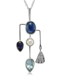 Isla Silver - Kyanite, Iolite, Pearl, & Topaz Contemporary Gemstone Necklace - Lyst
