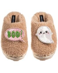 Laines London - Neutrals Closed Toe Slippers With Limited Edition Laines Lovables Boo The Ghost Halloween Brooches - Lyst