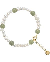 seree - Isabelle Pearl And Green Jade Bracelet - Lyst