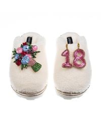 Laines London - Teddy Closed Toe Slippers With 18Th Birthday & Flowers Brooches - Lyst