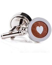 N'damus London - Regent Leather Heart Cufflinks - Lyst
