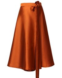 Richa Sharma - Bronze Hued Taffeta Silk Midi Skirt - Lyst