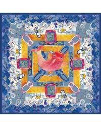 Wenzi - Skybound Koi Hand Painted Pattern Double Sided Silk Twill Scarf - Lyst