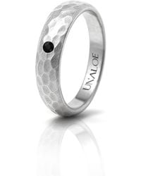 Unaloe - Diamond Band Ring – Slim Hammered Wedding Ring, Modern Stackable Statement Jewelry - Lyst