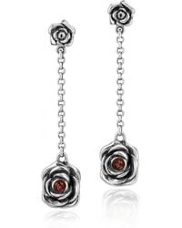 Unaloe - Rocks Sterling Rose Drop Earrings With Ruby Stone – Earrings For – Jewelry For - Lyst