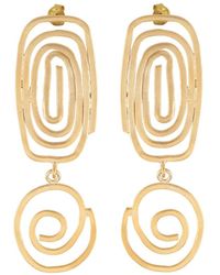 LINYA JEWELLERY - Big Geometric Round Spiral Dangle Earring - Lyst